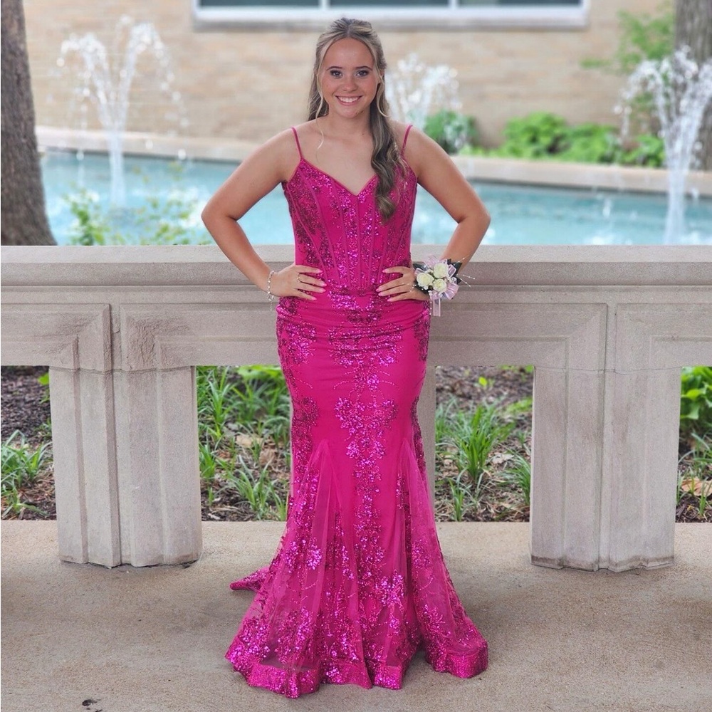 Elegant Pink Sequin Gown
